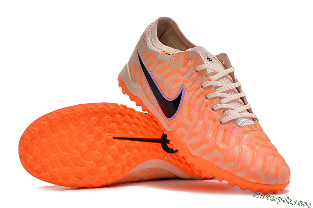 Nike Tiempo Legend 10 Elite TF Low-Tops Football Shoes - Orange/White/Black 4