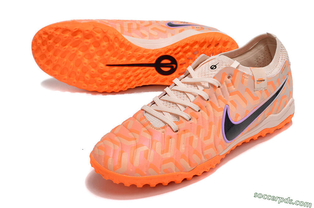 Nike Tiempo Legend 10 Elite TF Low-Tops Football Shoes - Orange/White/Black 3