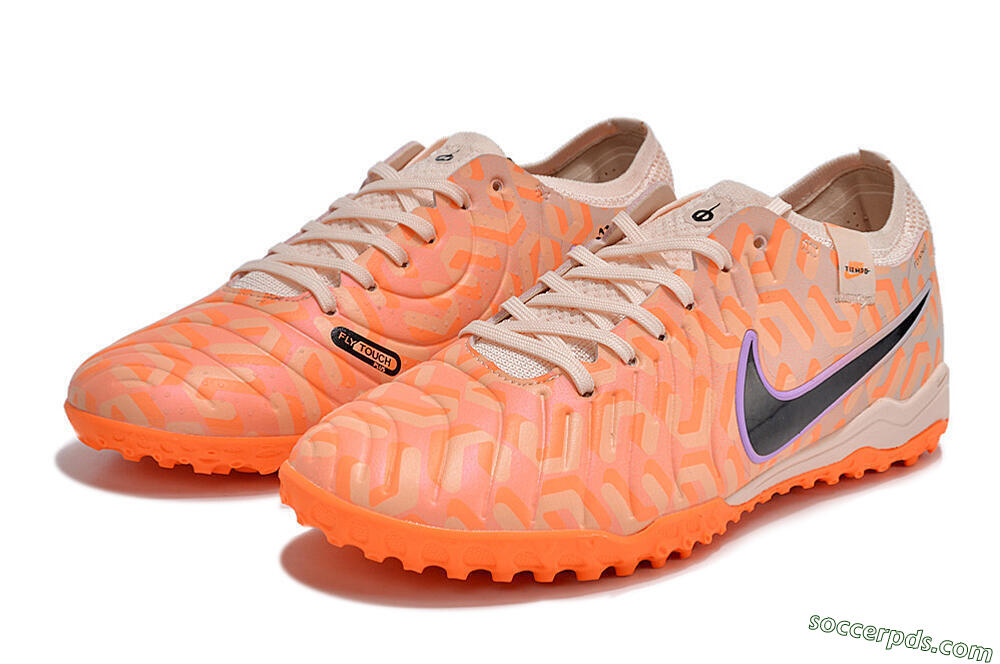 Nike Tiempo Legend 10 Elite TF Low-Tops Football Shoes - Orange/White/Black 9
