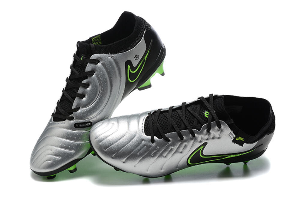 NikeTiempo Legend 10 Elite FG Low-Tops Football Boots - Silver/Black/Blue 5