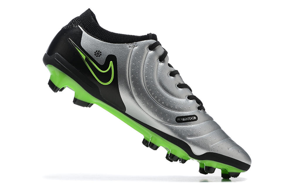 NikeTiempo Legend 10 Elite FG Low-Tops Football Boots - Silver/Black/Blue 6