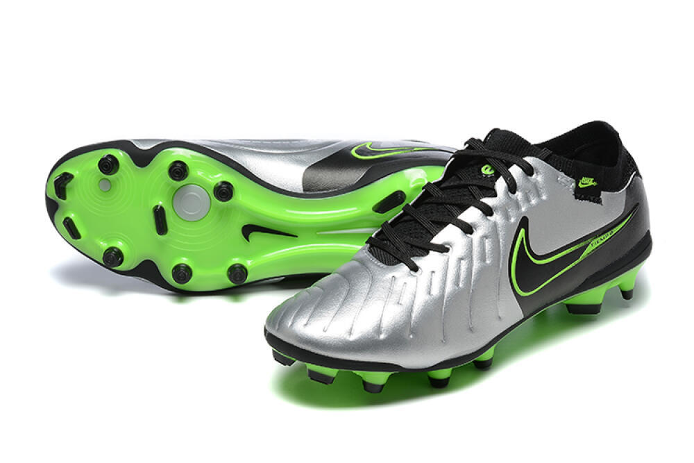 NikeTiempo Legend 10 Elite FG Low-Tops Football Boots - Silver/Black/Blue 3