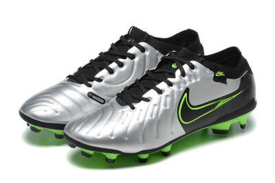 NikeTiempo Legend 10 Elite FG Low-Tops Football Boots - Silver/Black/Blue