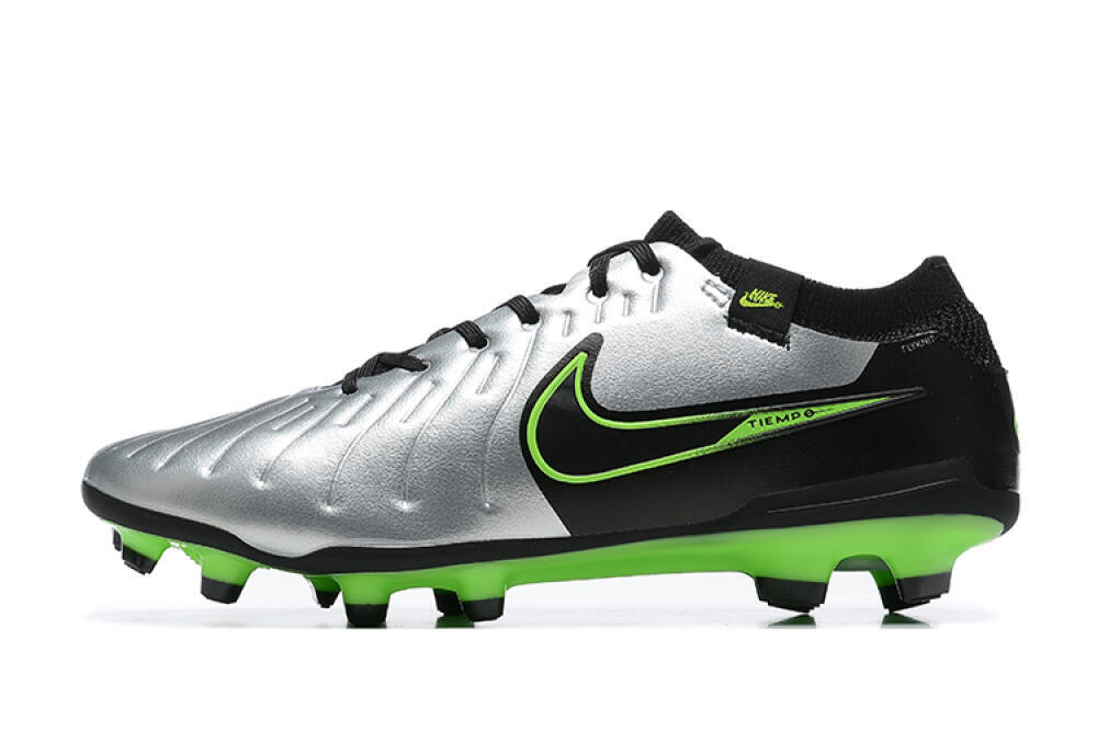 NikeTiempo Legend 10 Elite FG Low-Tops Football Boots - Silver/Black/Blue 2