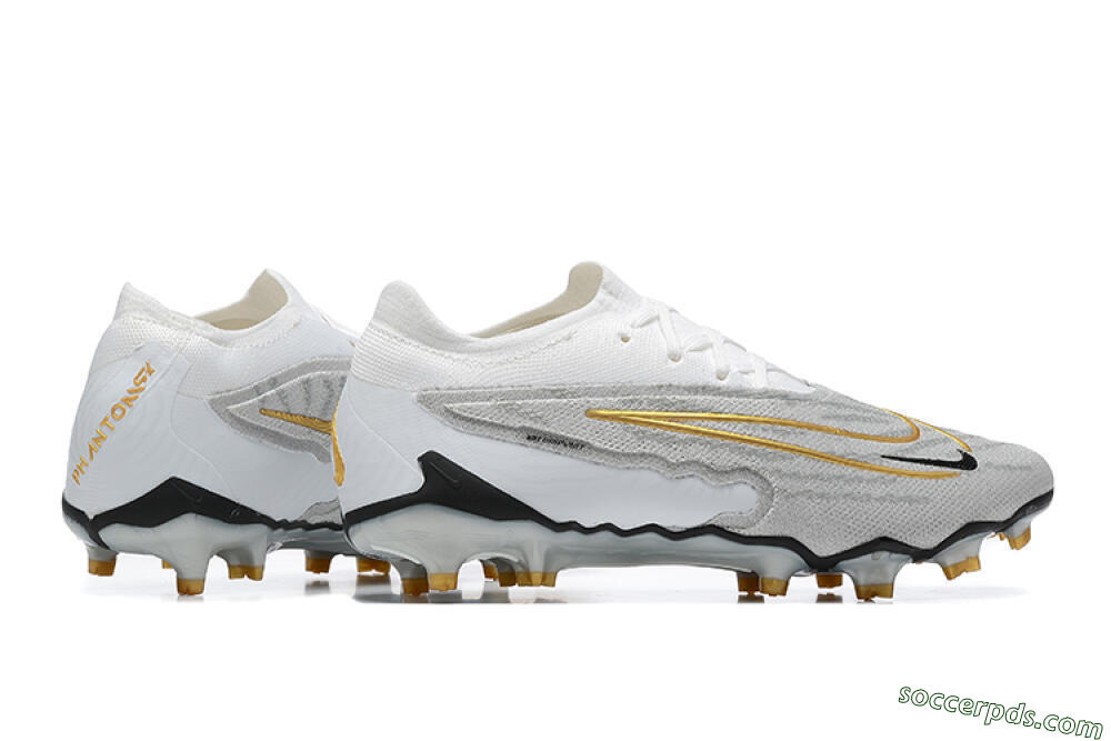 Nike Phantom GX Elite FG Low-Tops Football Boots - Grey/White/Gold 8