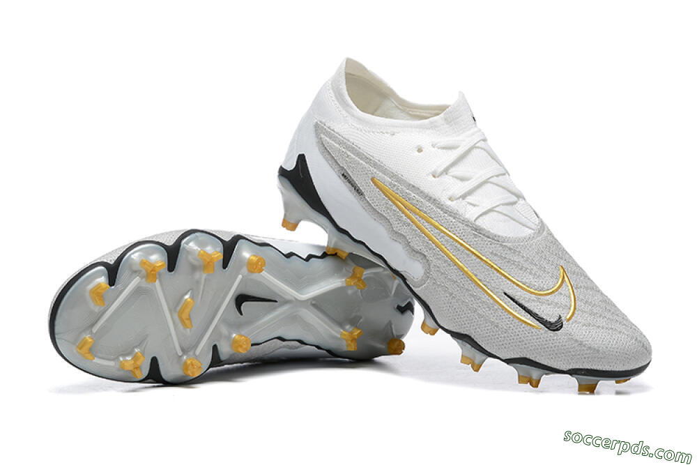 Nike Phantom GX Elite FG Low-Tops Football Boots - Grey/White/Gold 4