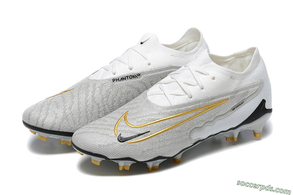 Nike Phantom GX Elite FG Low-Tops Football Boots - Grey/White/Gold 9