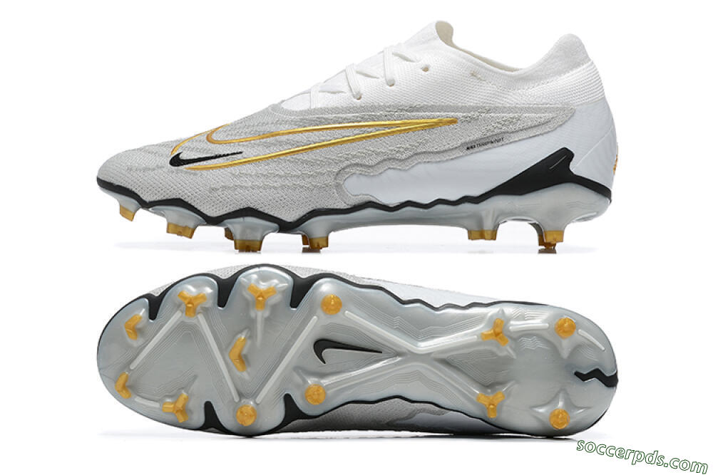 Nike Phantom GX Elite FG Low-Tops Football Boots - Grey/White/Gold 0