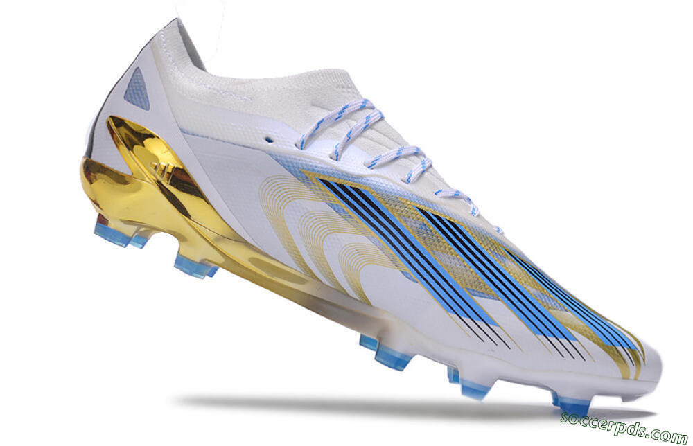 Adidas X Crazyfast.1 FG Low-Tops Football Boots - White/Blue/Gold 4