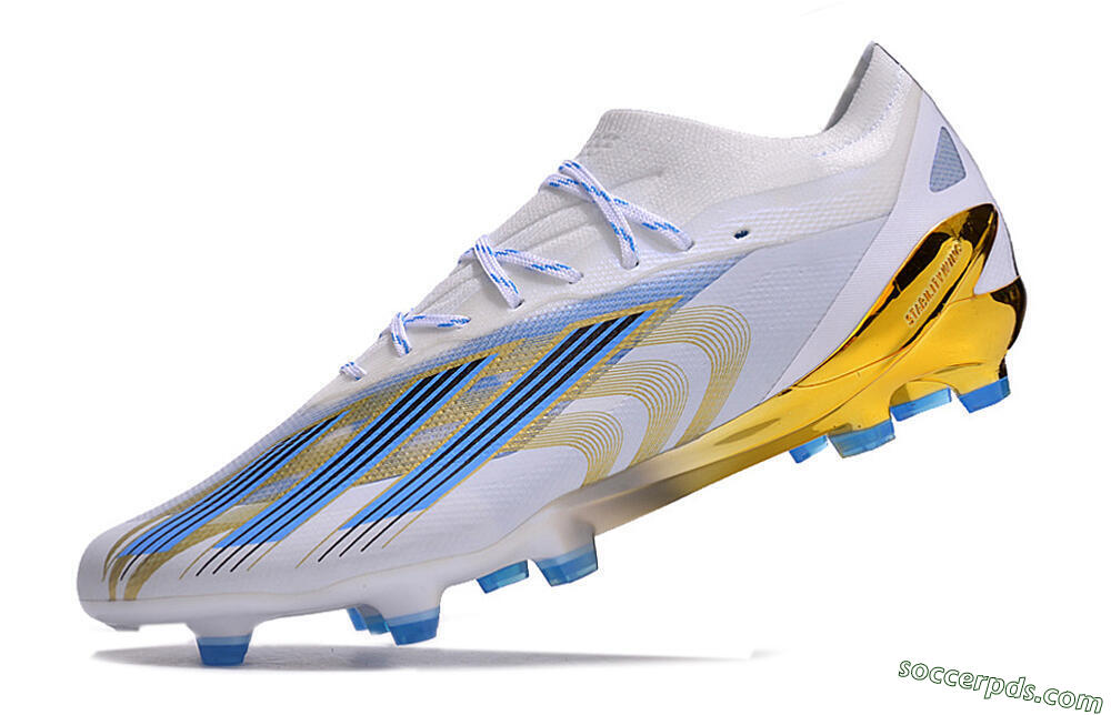 Adidas X Crazyfast.1 FG Low-Tops Football Boots - White/Blue/Gold 5