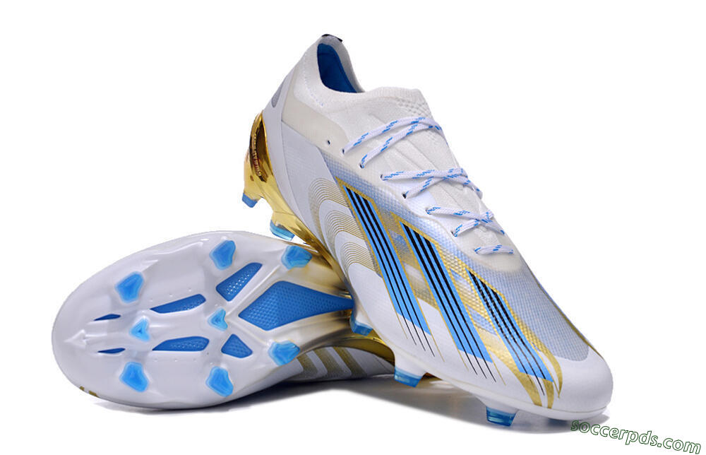 Adidas X Crazyfast.1 FG Low-Tops Football Boots - White/Blue/Gold 3