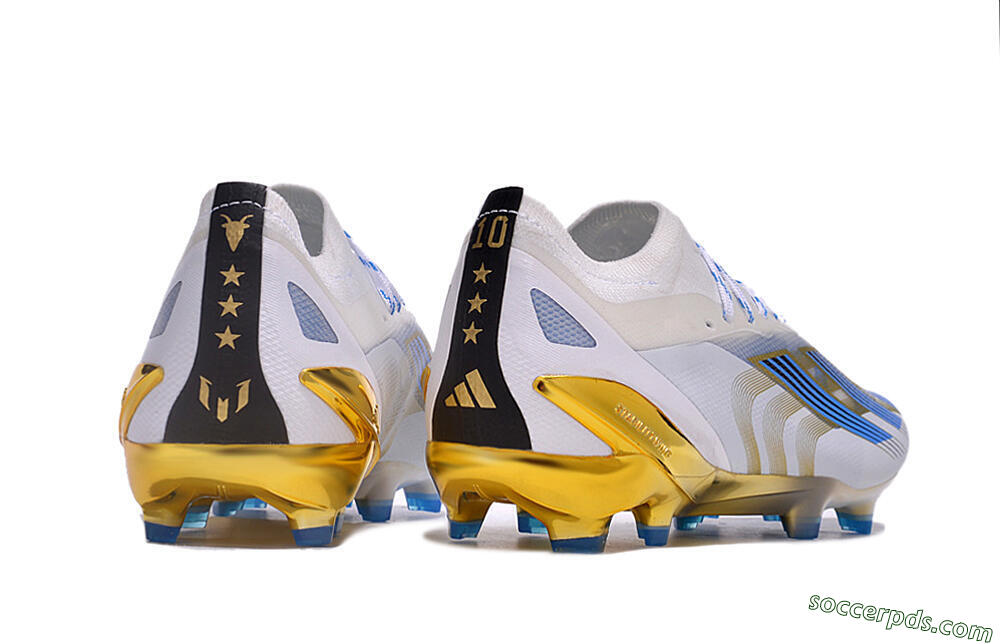 Adidas X Crazyfast.1 FG Low-Tops Football Boots - White/Blue/Gold 6