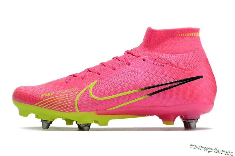 Nike Air Zoom Mercurial Superfly 9 Elite SG High-Tops Football Boots - Pink/Green/Black 2