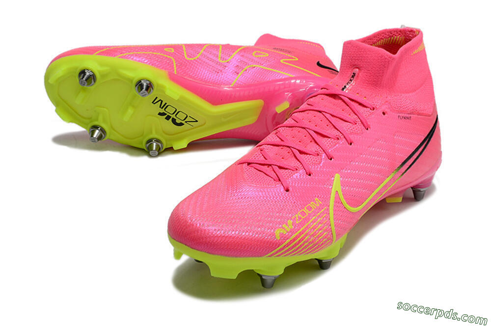 Nike Air Zoom Mercurial Superfly 9 Elite SG High-Tops Football Boots - Pink/Green/Black 3