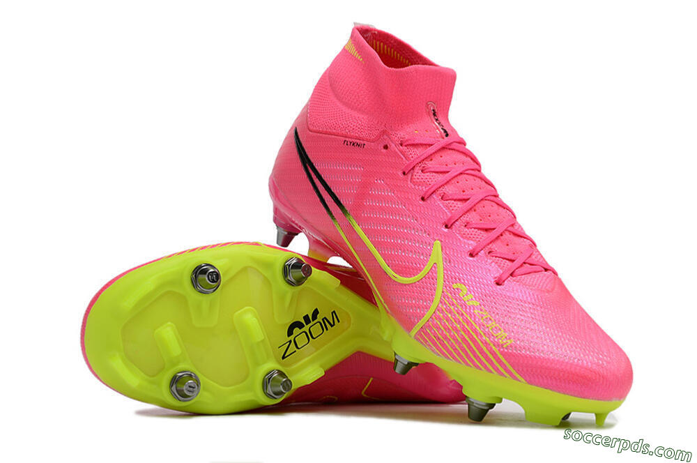 Nike Air Zoom Mercurial Superfly 9 Elite SG High-Tops Football Boots - Pink/Green/Black 4
