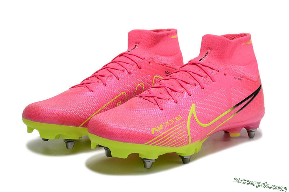 Nike Air Zoom Mercurial Superfly 9 Elite SG High-Tops Football Boots - Pink/Green/Black 5