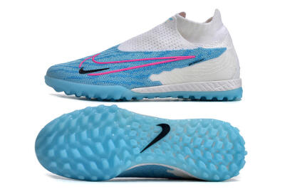 Nike Phantom GX Elite DF Link TF High-Tops Football Shoes - White/Blue/Pink