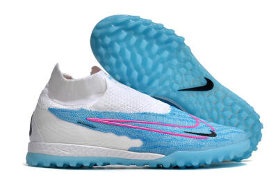 Nike Phantom GX Elite DF Link TF High-Tops Football Shoes - White/Blue/Pink