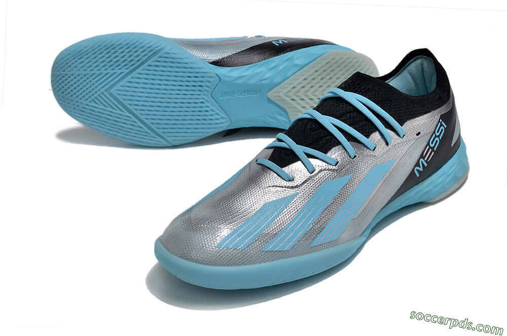 Adidas X Crazyfast.1 IC Low-Tops Football Shoes - Silver/Blue/Black 3