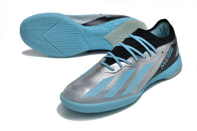 Adidas X Crazyfast.1 IC Low-Tops Football Shoes - Silver/Blue/Black