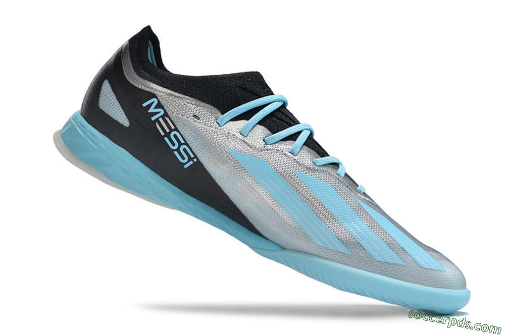 Adidas X Crazyfast.1 IC Low-Tops Football Shoes - Silver/Blue/Black 4