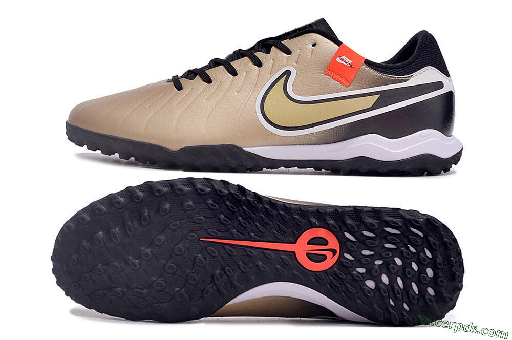 Nike Tiempo Legend 10 Academy TF Low-Tops Football Shoes - Brown/Gold/White 0