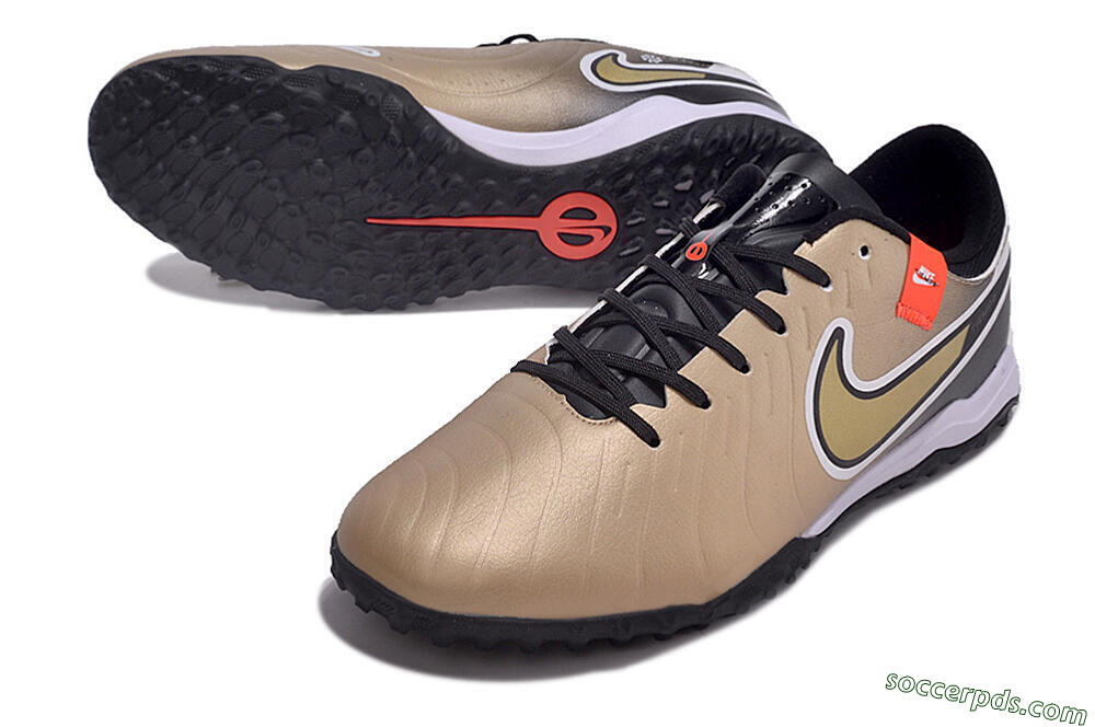 Nike Tiempo Legend 10 Academy TF Low-Tops Football Shoes - Brown/Gold/White 3