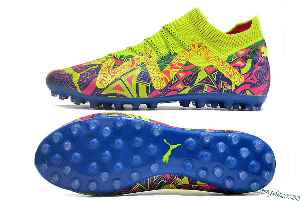 Puma Future Ultimate MG Low-Tops Football Boots - Yellow/Pink/Blue 0