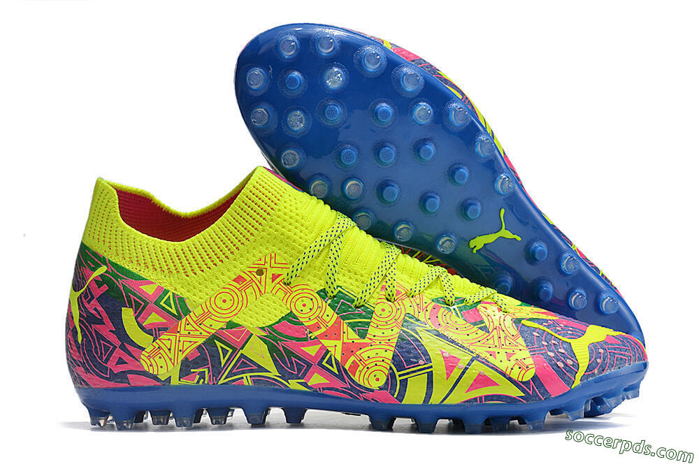 Puma Future Ultimate MG Low-Tops Football Boots - Yellow/Pink/Blue 1