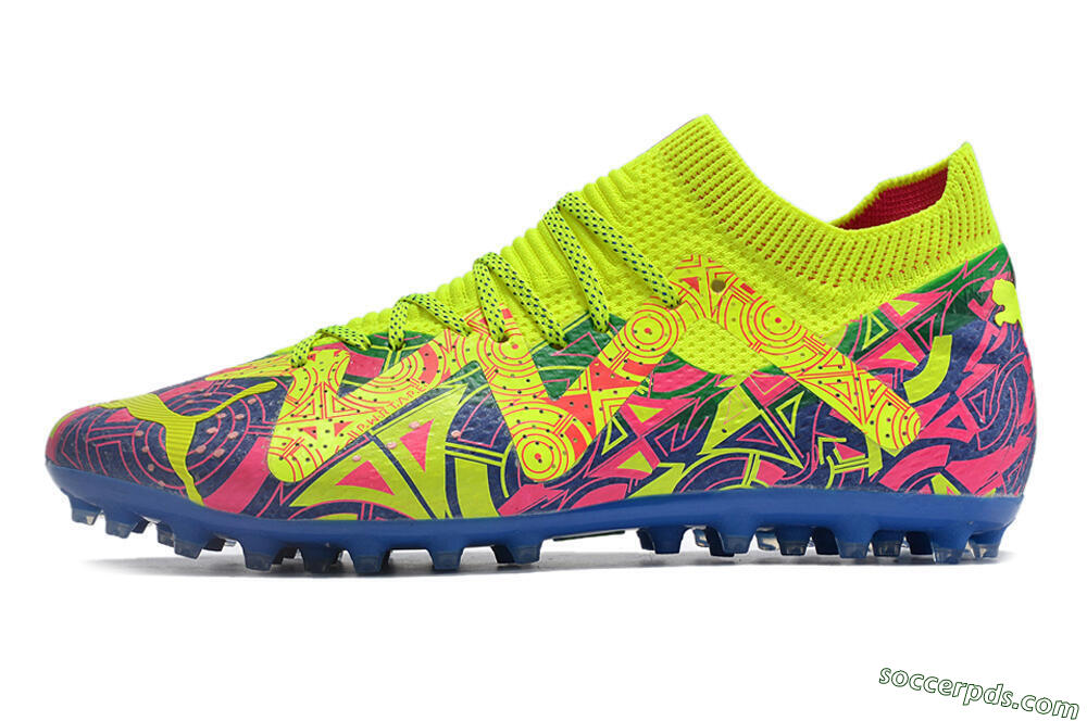 Puma Future Ultimate MG Low-Tops Football Boots - Yellow/Pink/Blue 2