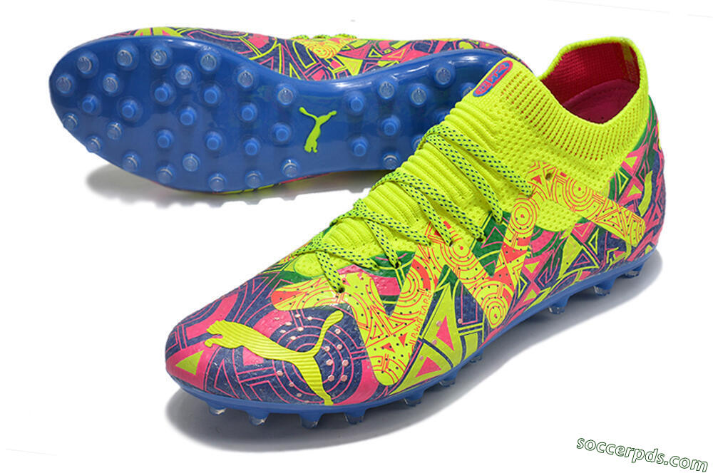 Puma Future Ultimate MG Low-Tops Football Boots - Yellow/Pink/Blue 3