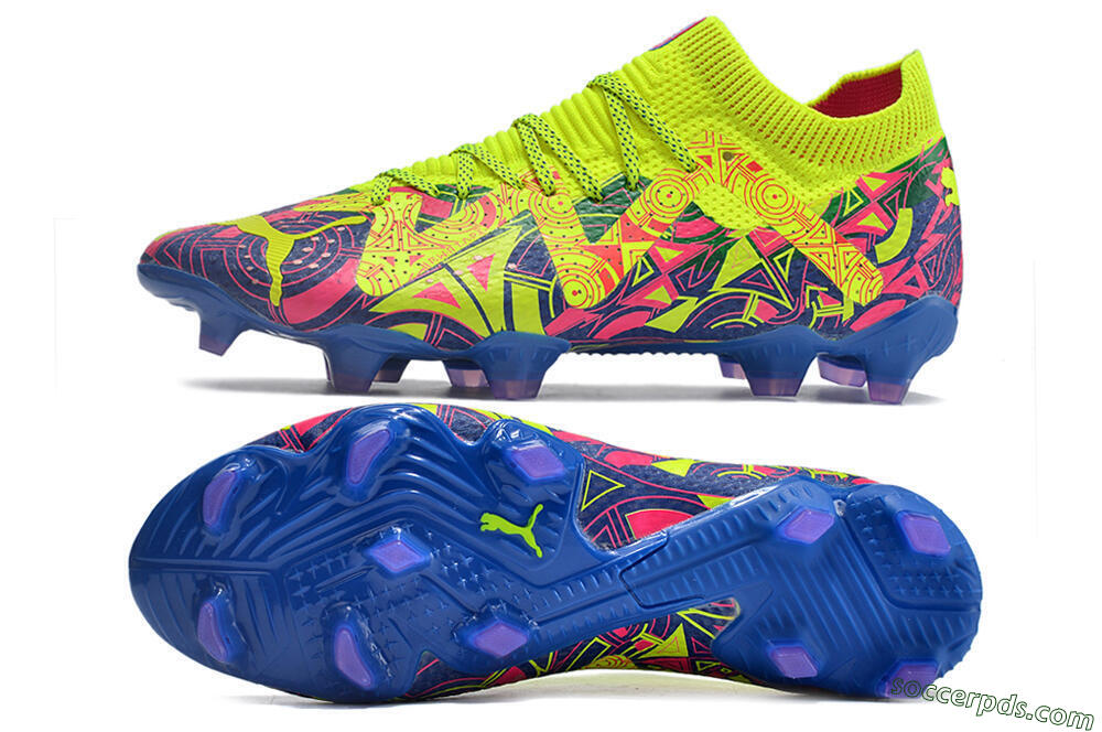 Puma Future Ultimate FG Low-Tops Football Boots - Green/Blue/Pink 0