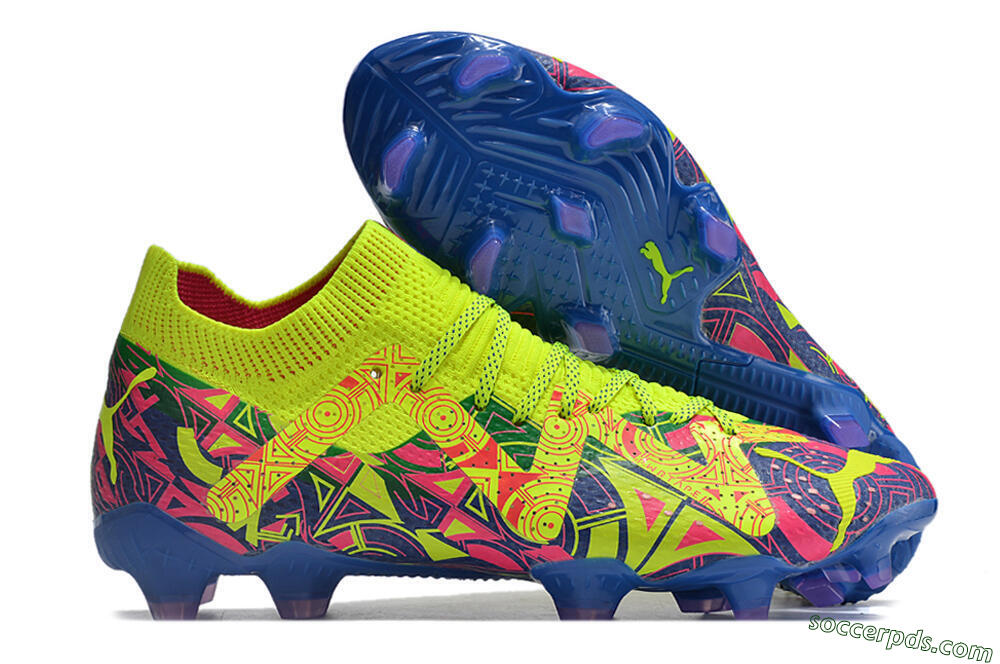 Puma Future Ultimate FG Low-Tops Football Boots - Green/Blue/Pink 1