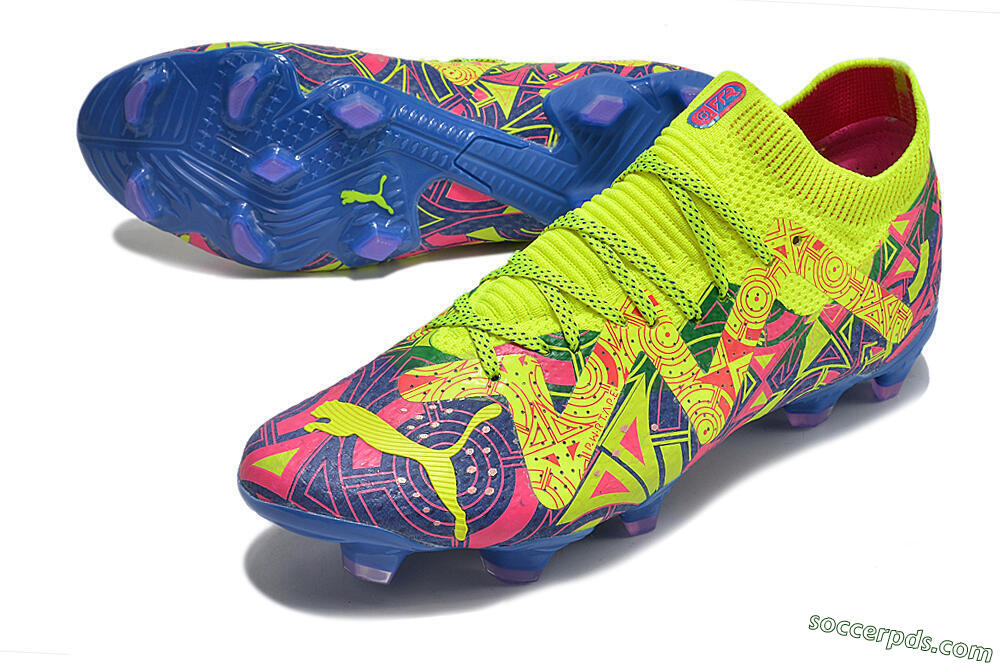 Puma Future Ultimate FG Low-Tops Football Boots - Green/Blue/Pink 3