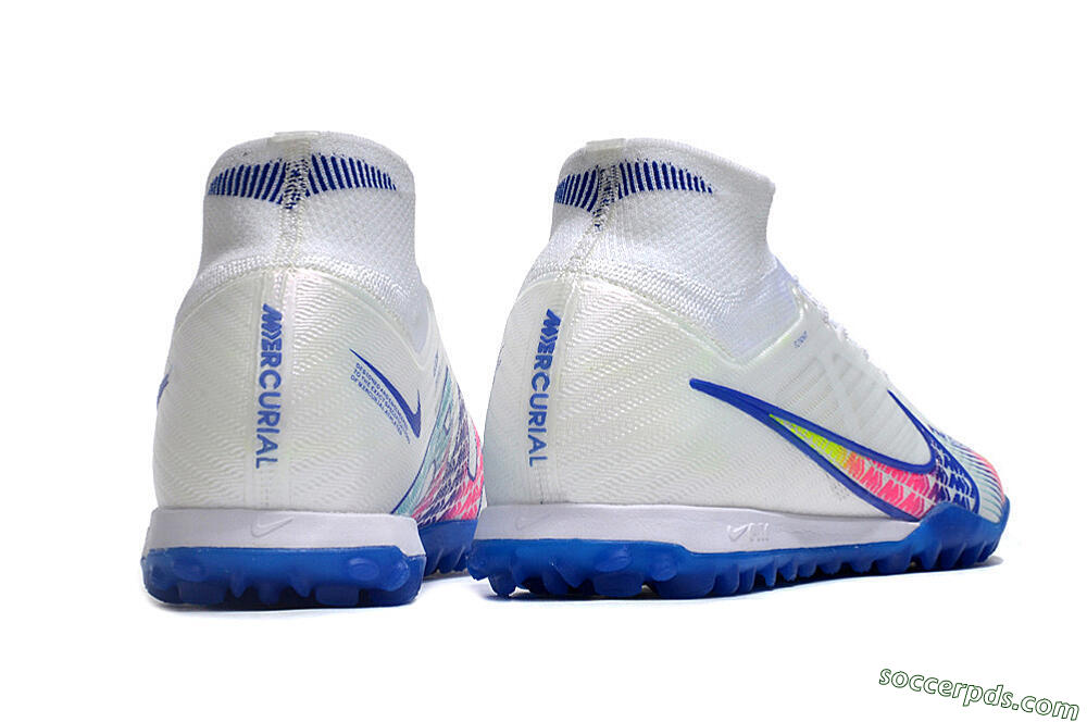 Nike Air Zoom Mercurial Superfly 9 Elite TF High-Tops Football Shoes - White/Blue/Pink 6