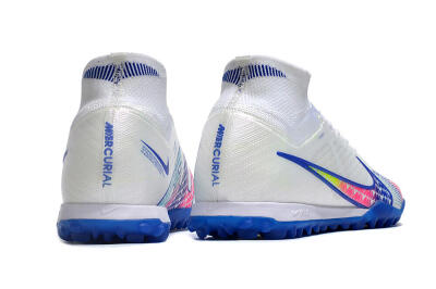 Nike Air Zoom Mercurial Superfly 9 Elite TF High-Tops Football Shoes - White/Blue/Pink