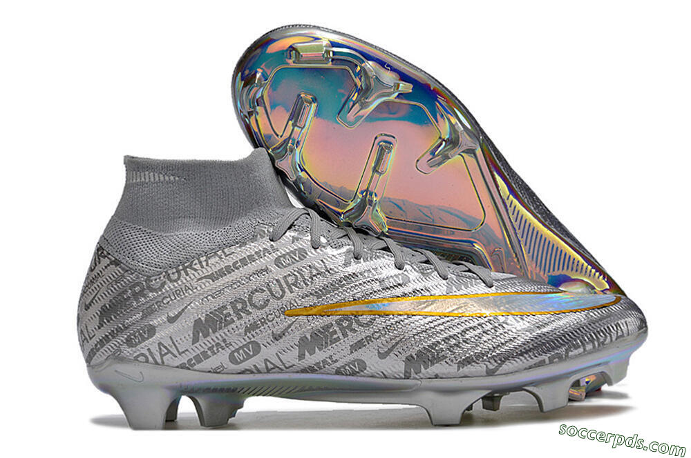 Nike Air Zoom Mercurial Superfly 15 Elite FG High-Tops Football Boots - Sliver/Gold/Rainbow 1