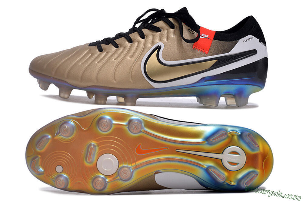 NikeTiempo Legend 10 Elite FG Low-Tops Football Boots - Gold/Black/White 0