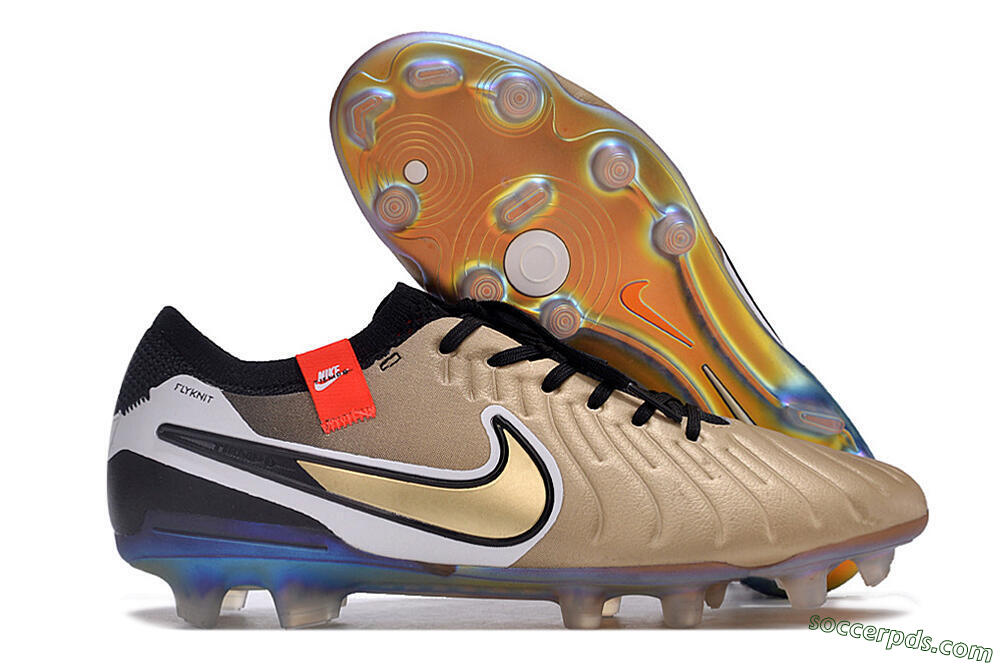 NikeTiempo Legend 10 Elite FG Low-Tops Football Boots - Gold/Black/White 1