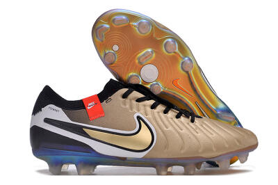 NikeTiempo Legend 10 Elite FG Low-Tops Football Boots - Gold/Black/White
