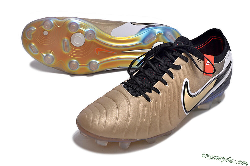 NikeTiempo Legend 10 Elite FG Low-Tops Football Boots - Gold/Black/White 3