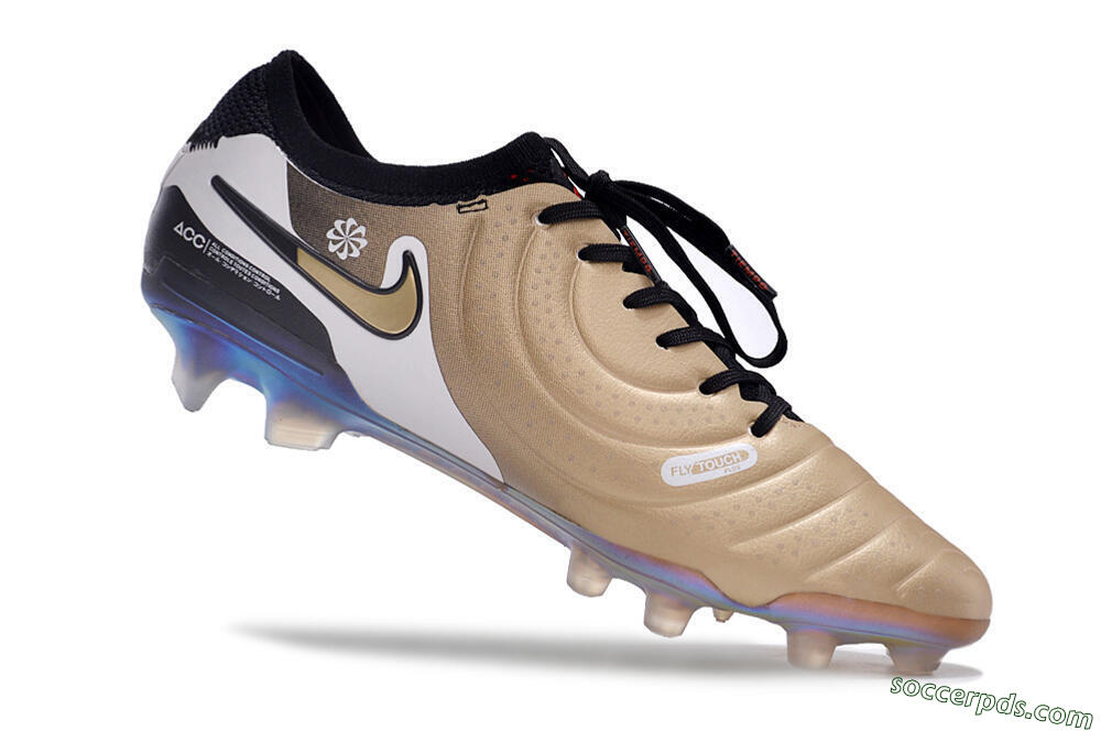 NikeTiempo Legend 10 Elite FG Low-Tops Football Boots - Gold/Black/White 4
