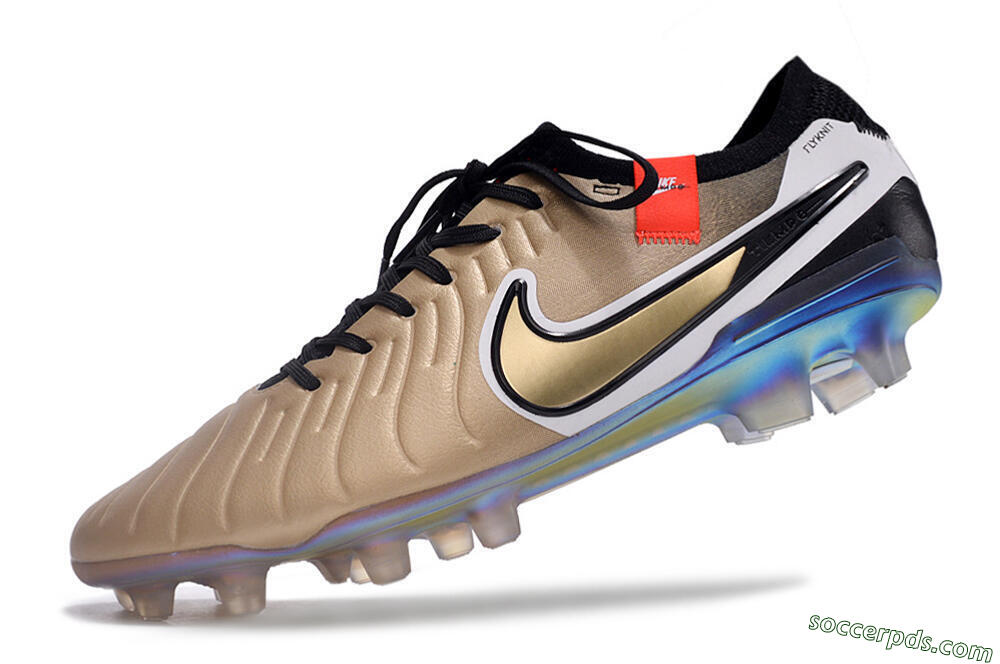 NikeTiempo Legend 10 Elite FG Low-Tops Football Boots - Gold/Black/White 5