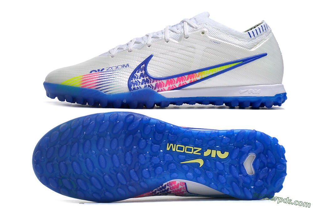 Nike Air Zoom Mercurial Vapor 15 Elite TF Low-Tops Football Shoes - White/Blue/Pink 0