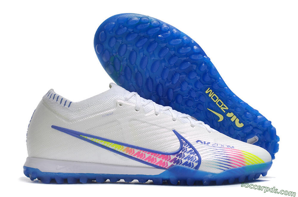 Nike Air Zoom Mercurial Vapor 15 Elite TF Low-Tops Football Shoes - White/Blue/Pink 1