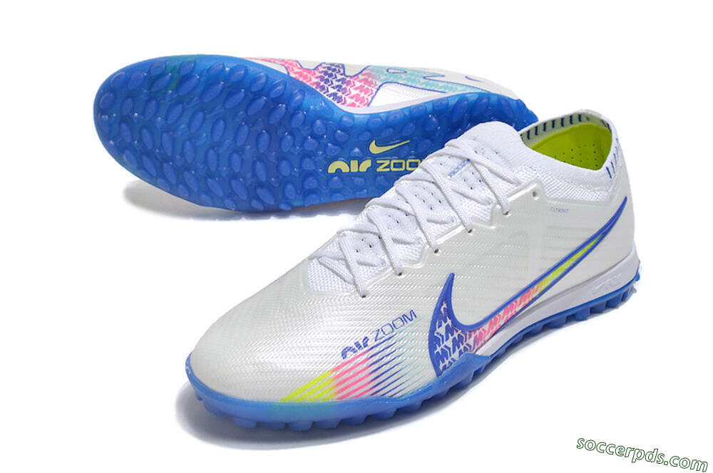 Nike Air Zoom Mercurial Vapor 15 Elite TF Low-Tops Football Shoes - White/Blue/Pink 3