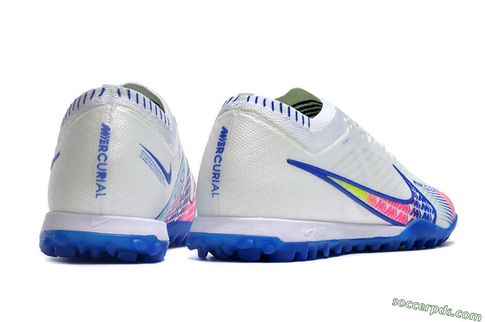 Nike Air Zoom Mercurial Vapor 15 Elite TF Low-Tops Football Shoes - White/Blue/Pink 6