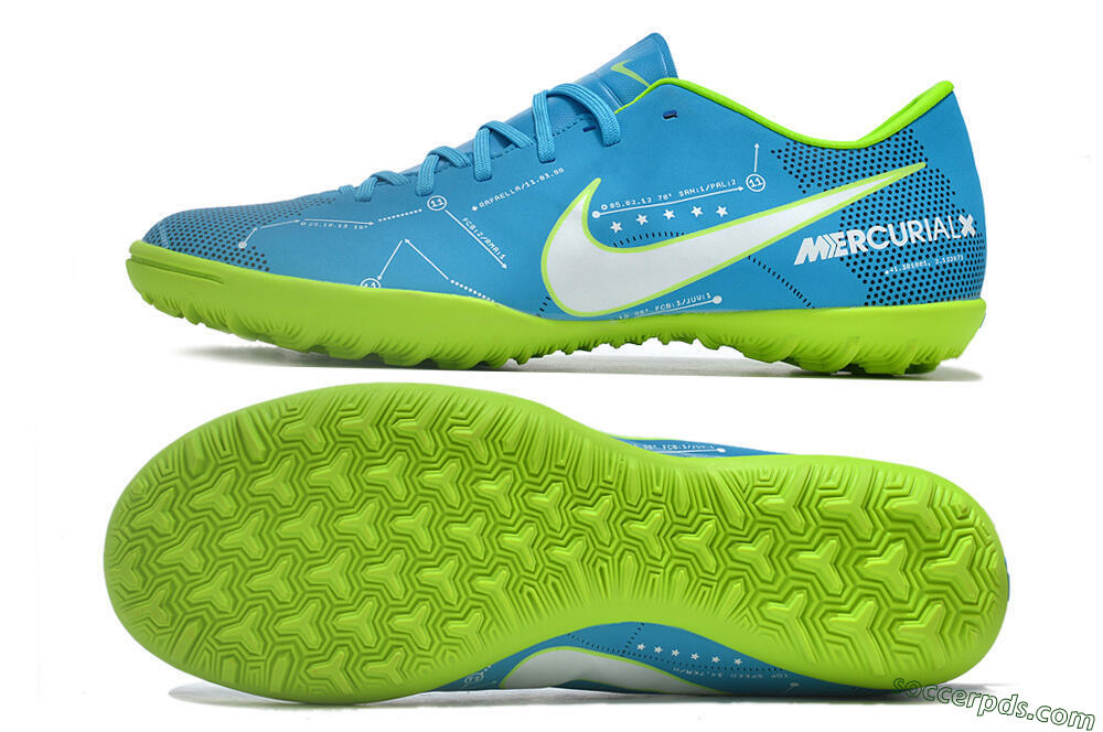 NIke Mercuricalx Victory 6 TF Low-Tops Football Shoes - Blue/Silver/Green 0