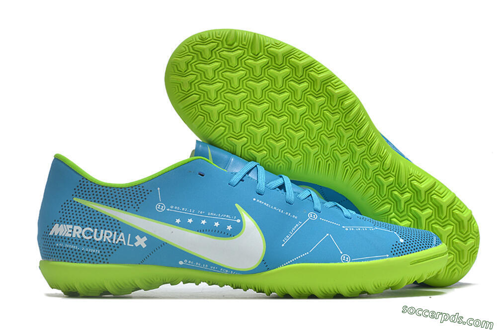 NIke Mercuricalx Victory 6 TF Low-Tops Football Shoes - Blue/Silver/Green 1