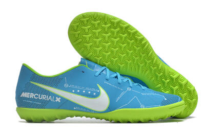 NIke Mercuricalx Victory 6 TF Low-Tops Football Shoes - Blue/Silver/Green